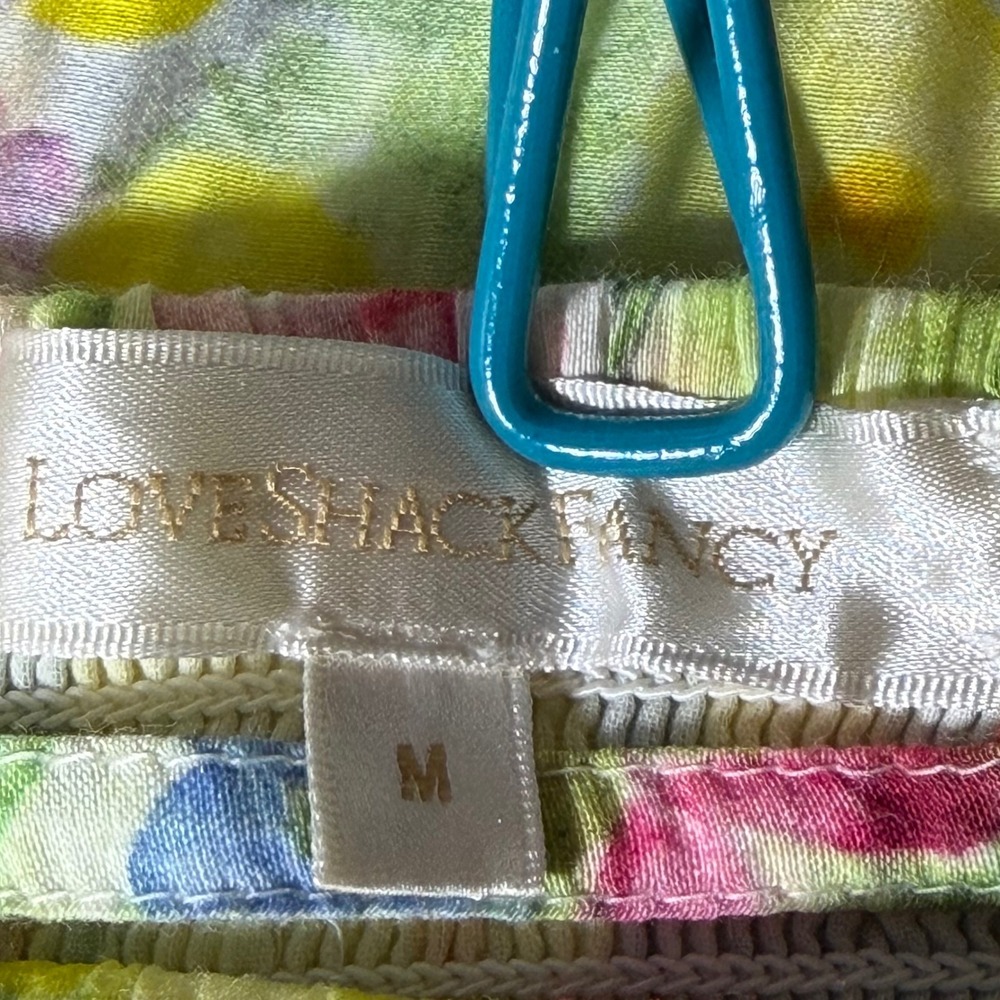 LoveShackFancy Yellow Floral Cotton Silk Tiered Midi Dress M Smocked Lace Trim - Picture 4 of 6